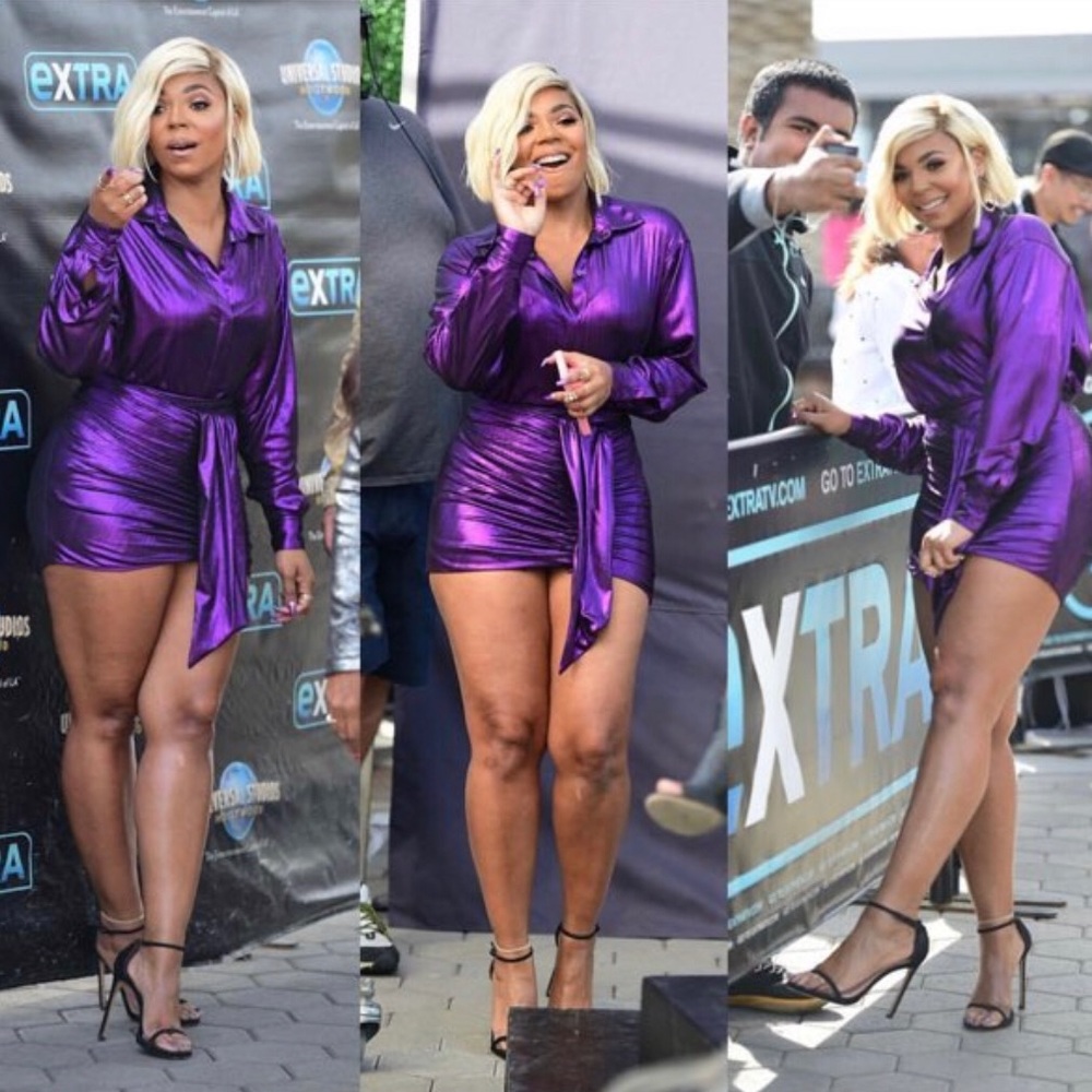 Seen on Ashanti!!! Sexy v neck metallic dress.